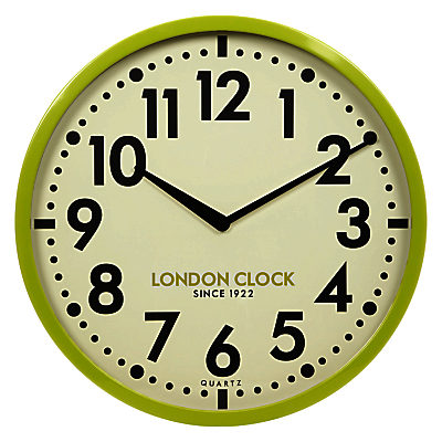 London Clock Company Retro Wall Clock, 50cm Lime Green London Clock Company Retro Wall Clock, 50cm Lime Green